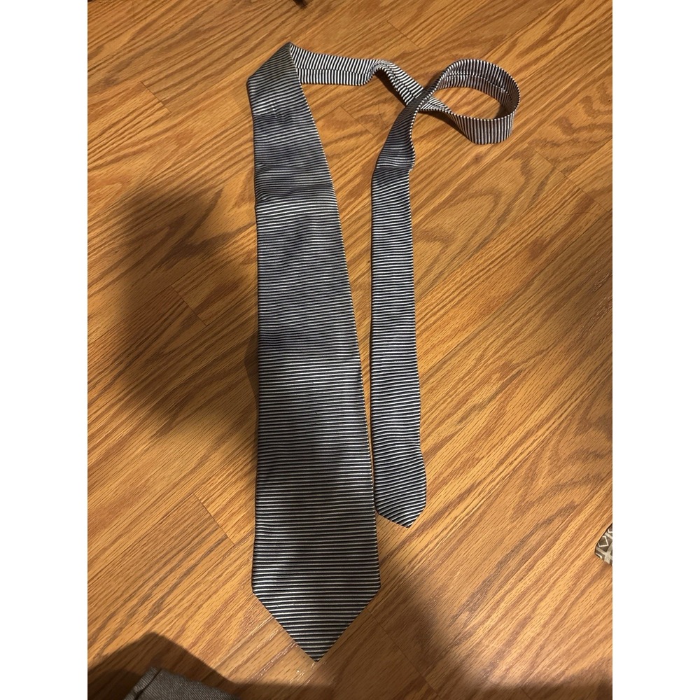 Bigli Due Made in Italy 100% Silk Tie Blue Silver Stripe Necktie